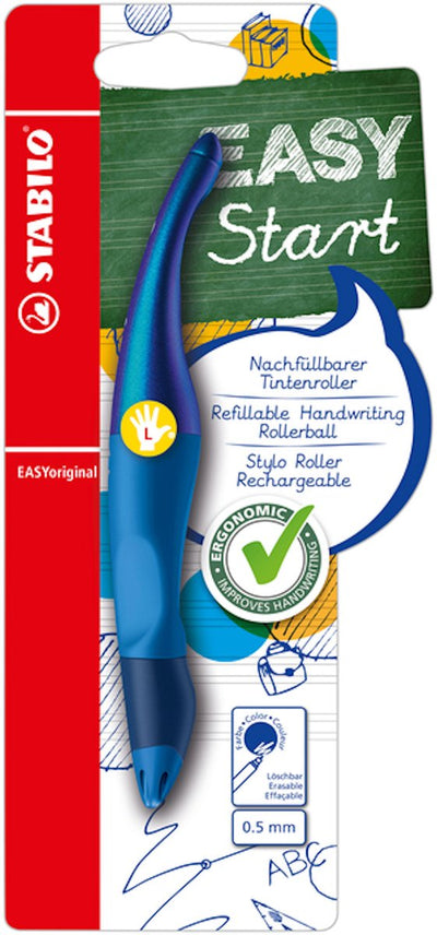 Stabilo easyoriginal - roller ergonomico - per mancini - inchiostro blu - edizione olografica - ricaricabile - blu