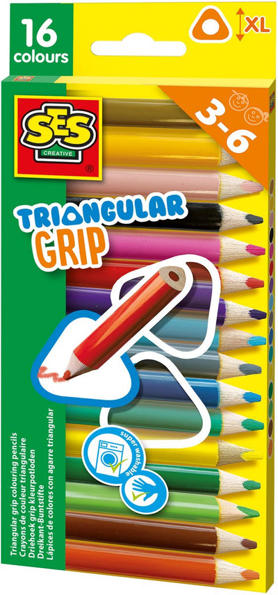 SES Triangle Grip Lápices de colores, 16º.