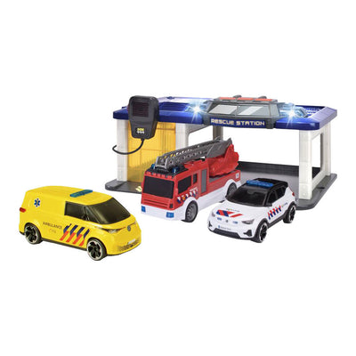 Stazione Dickie sos con 3 veicoli olandesi incl. luce e suono