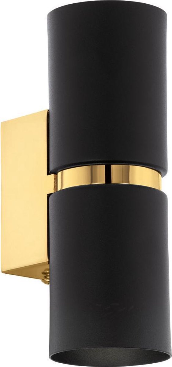 Eglo passa - wandlamp - 2 lichts - zwart, goud
