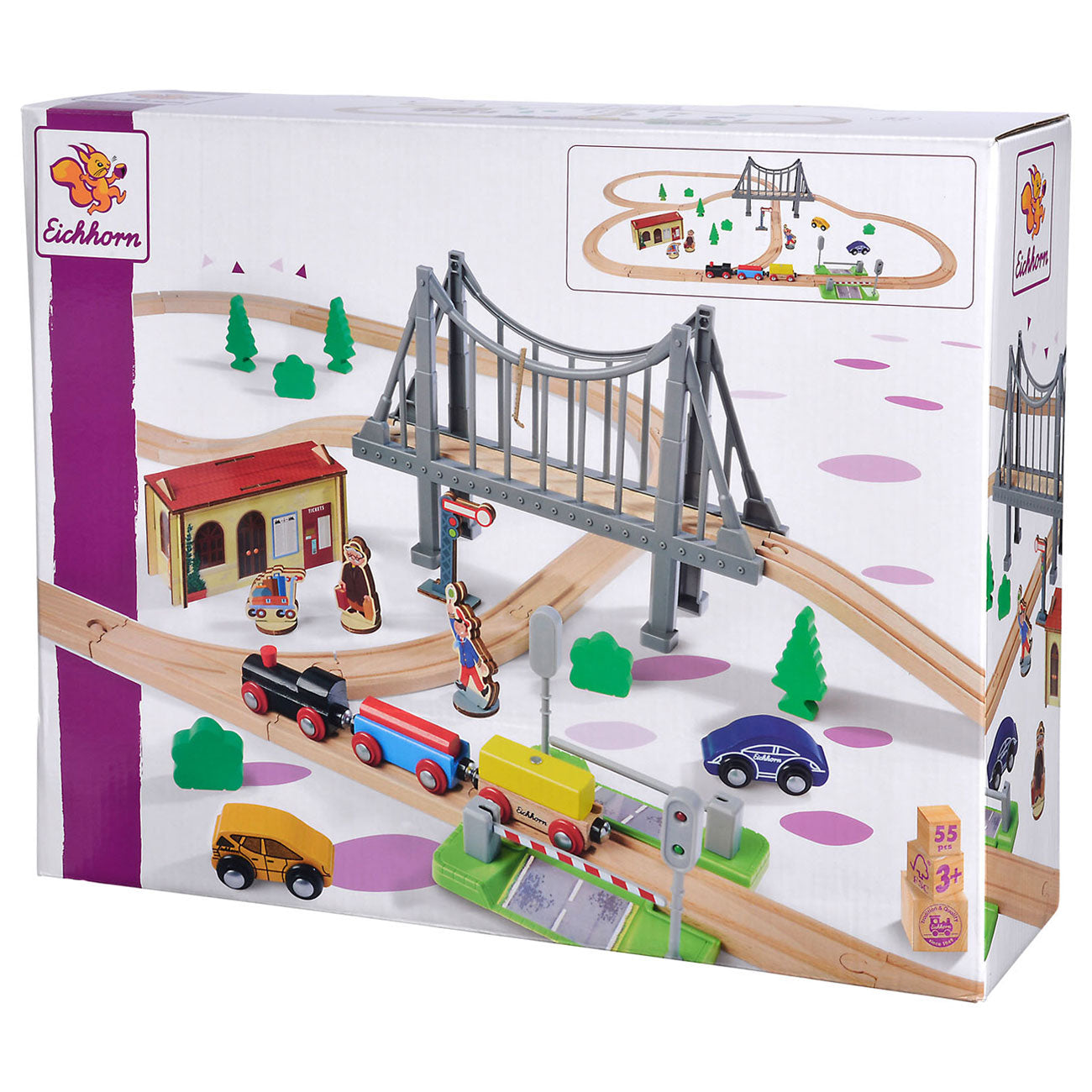 Eichhorn Train Trail con bridge Play Set, 55dlg.