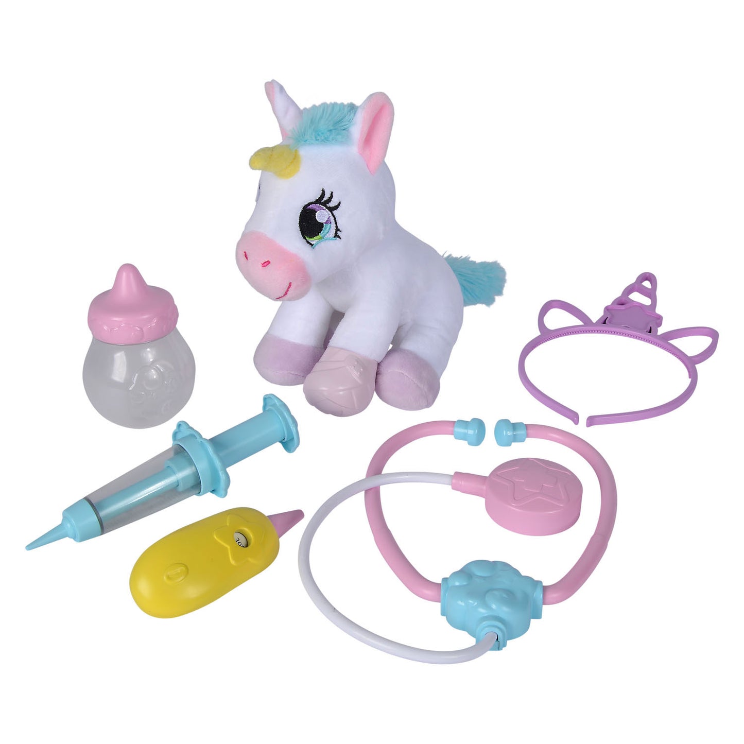 Simba Veterinarian Play ambientato con un abbraccio a unicorno