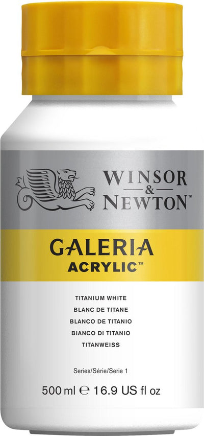 Winsor Newton 2150644 Galeria Vernice Acrilica – Bianco Titanio, 500 ml Pigmento PW6 – Vernice Acrilica Opaca