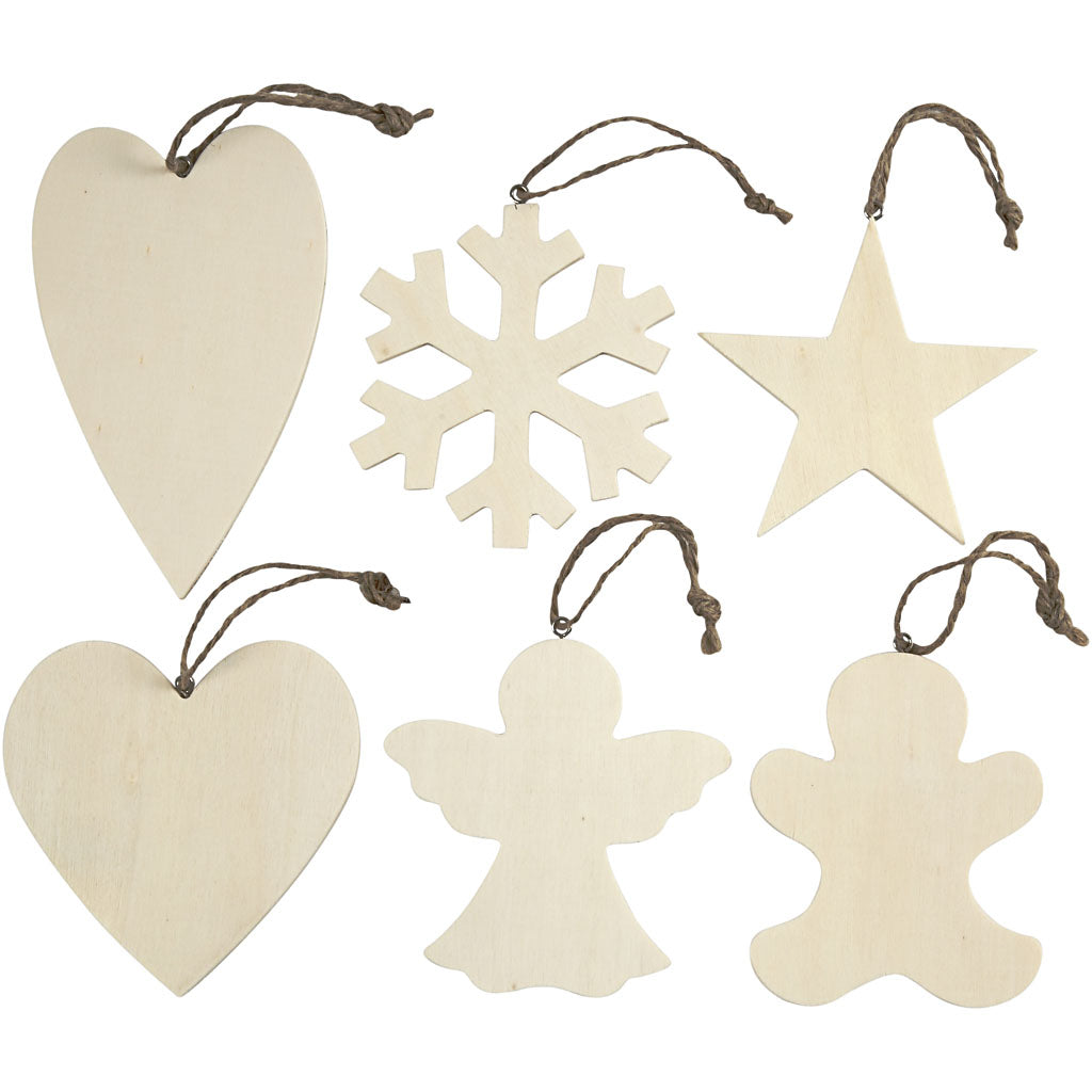 Decora tus perchas de navidad de madera, 6st.