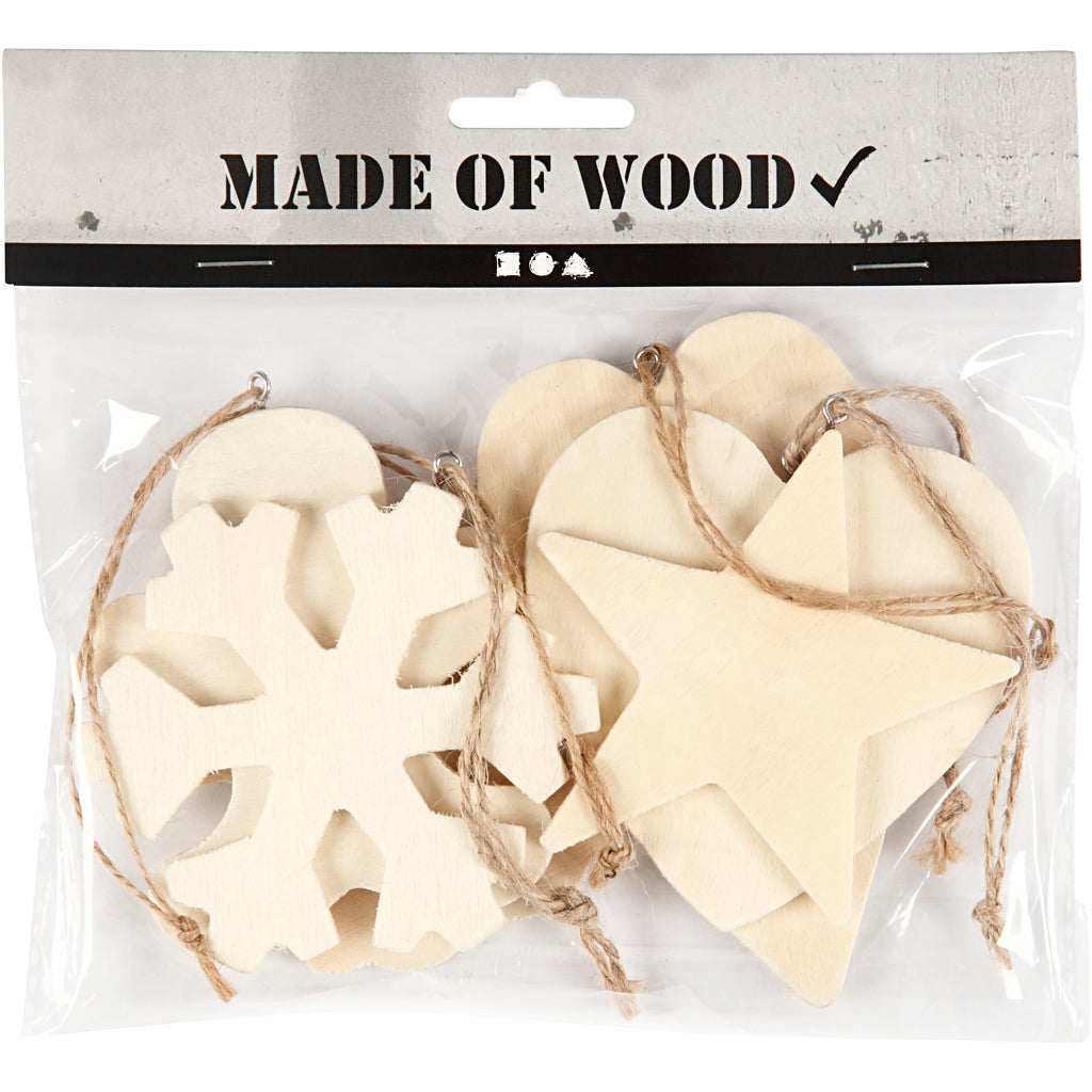 Decora tus perchas de navidad de madera, 6st.