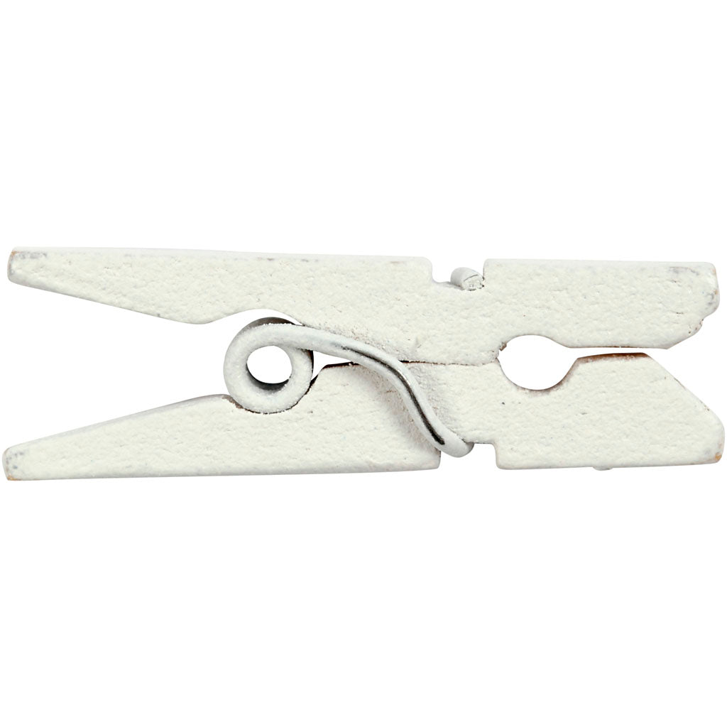 Mini mollette Creativ Company, L: 25 mm, L: 3 mm, bianco, 36 pezzi 1 scatola