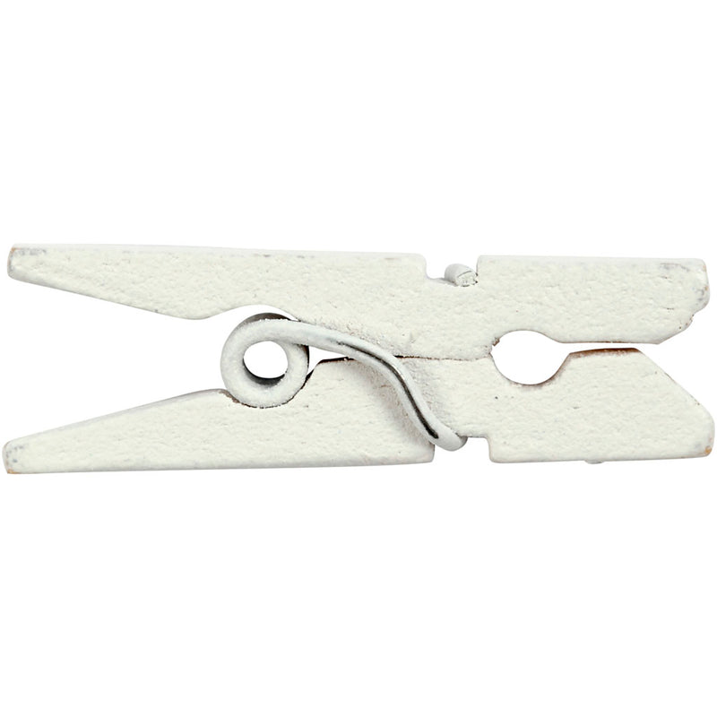 Mini mollette Creativ Company, L: 25 mm, L: 3 mm, bianco, 36 pezzi 1 scatola