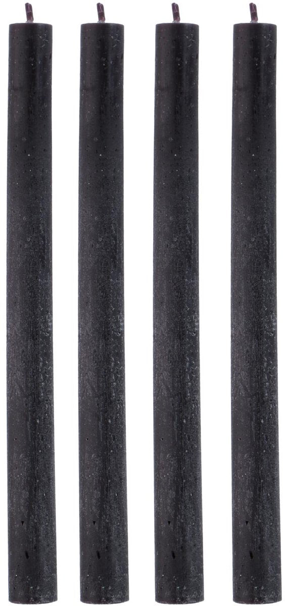 Set di 4 candele da cena Arti Casa - 7 ore di durata - candele da tavolo - nere