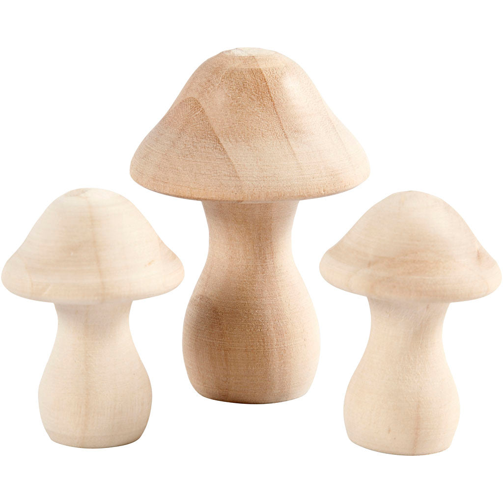 Funghi in legno Creativ company, d 3,3 + 4,5 cm, dimensioni 4,5 + 6,5 cm, 3 pezzi 1 scatola