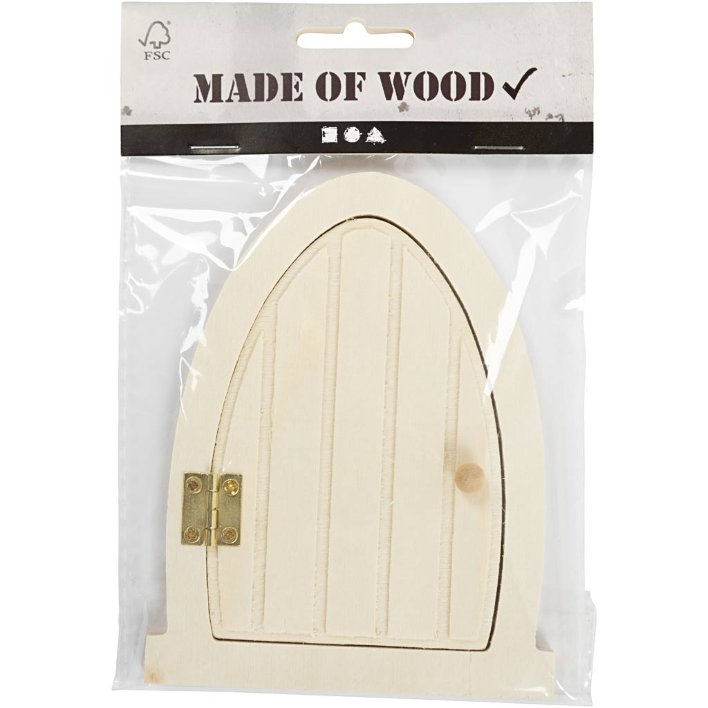 Puerta de miniatura de madera de Creativ Company con bisagras, 13x10 cm