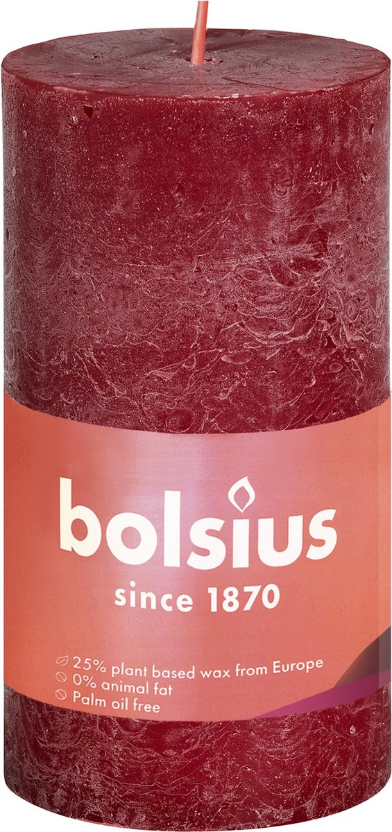 Candela a colonna rustica Bolsius 100 50 rosso