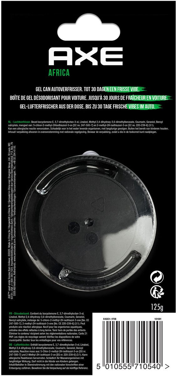 Ambientador en gel California Scents Axe Lata África Negro Verde