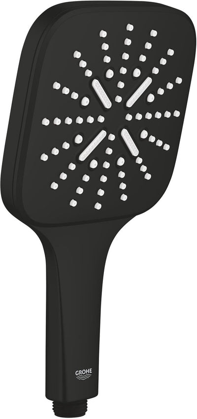 Grohe vitalio smartactive 130 cube teleducha - rociador cuadrado redondeado de 130 mm - 3 tipos de chorro - ahorro de agua - negro mate - apto para todos los flexos de ducha habituales