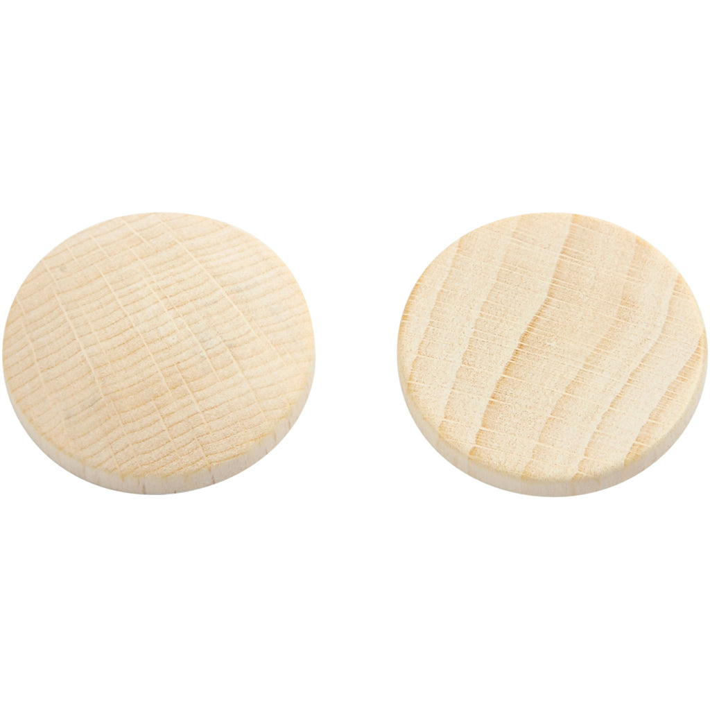 Botones de madera Creativ company, d 25 mm, espesor 5 mm, 15 piezas 1 caja