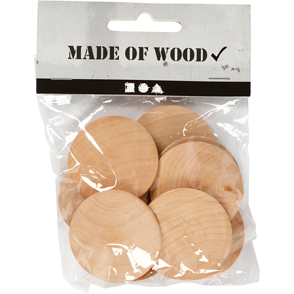 Botones de madera Creativ company, d 40 mm, espesor 6 mm, 10 piezas 1 caja
