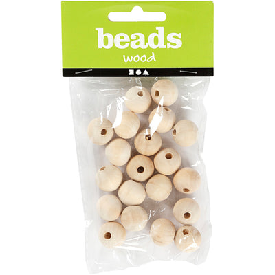 Creativ company wooden bead, d 15 mm, hole size 3 mm, 20 pieces 1 box