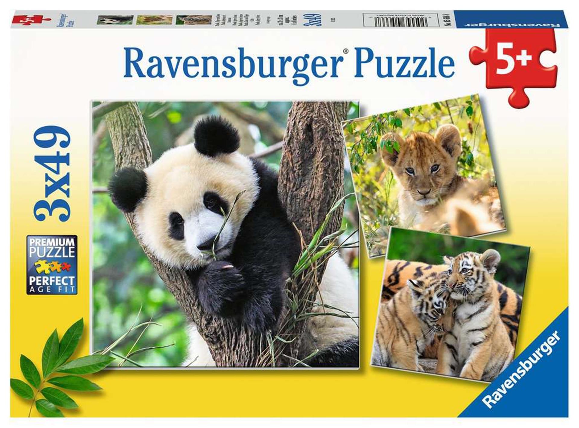 RAVENSBURGER - PUALLE PANDA TIGER E LION 3X49ST.