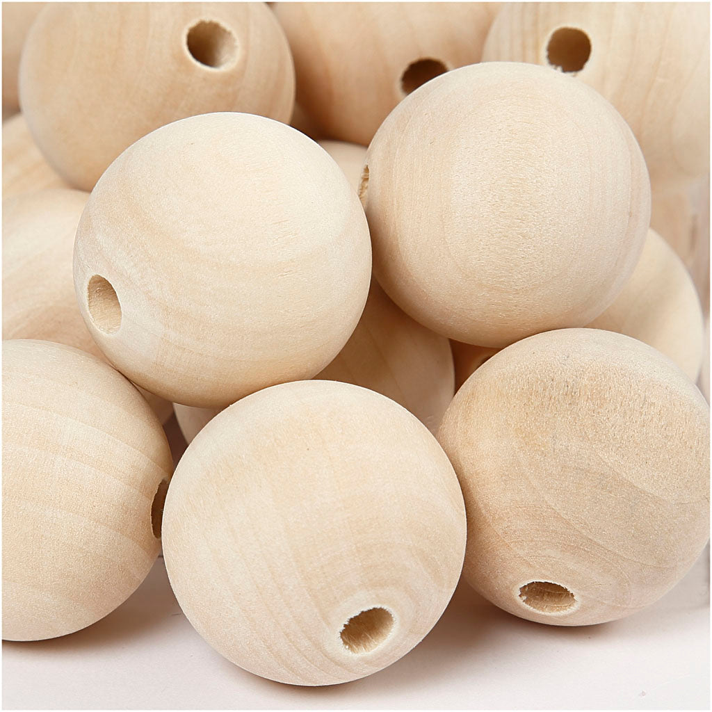 Perlina in legno Creativ Company, d 30 mm, misura del foro 5 mm, 50 pezzi 1 scatola