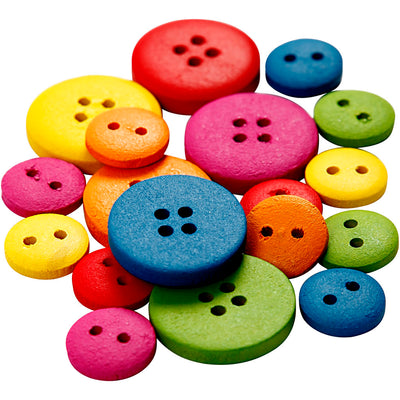 Botones de madera Creativ company, d 12-20 mm, 2-4 agujeros, varios colores, 360 piezas 1 caja