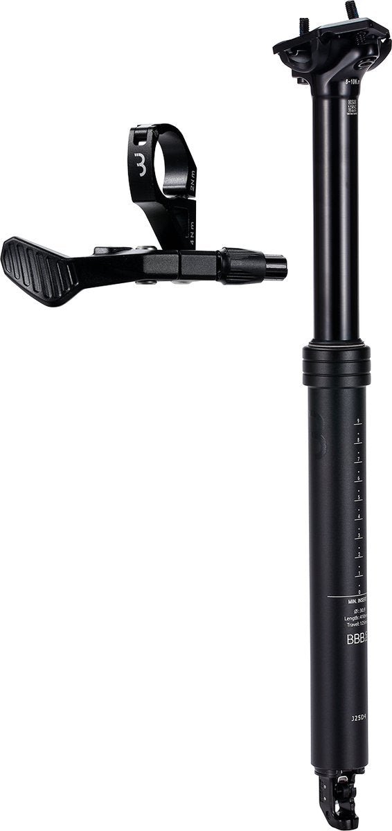 Tija elevadora para bicicleta Bbb tija telescópica ajustable ø30,9 mm - tija de sillín con palanca de control remoto - 410 mm - certificada para: ebike, mtb bicicleta de carreras - bsp-51