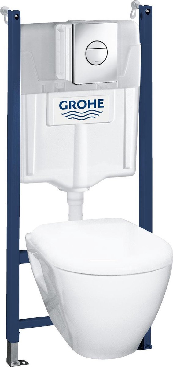 Set Grohe Quickfix Solido Compact 4 in 1 per WC sospeso - incl. WC sospeso, set fissaggio a muro, placca di comando - sedile soft-close