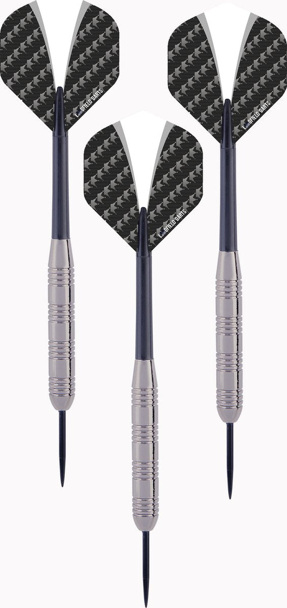 Longfield Darts Steeltip Dartspijl Set 23 gramos Silver Black 3 piezas