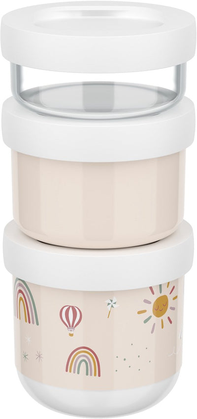 Mepal mio snack box stack 3 pezzi - 550 ml - impila quanto ti serve - adatto al microonde e alla lavastoviglie - sunshine rainbow