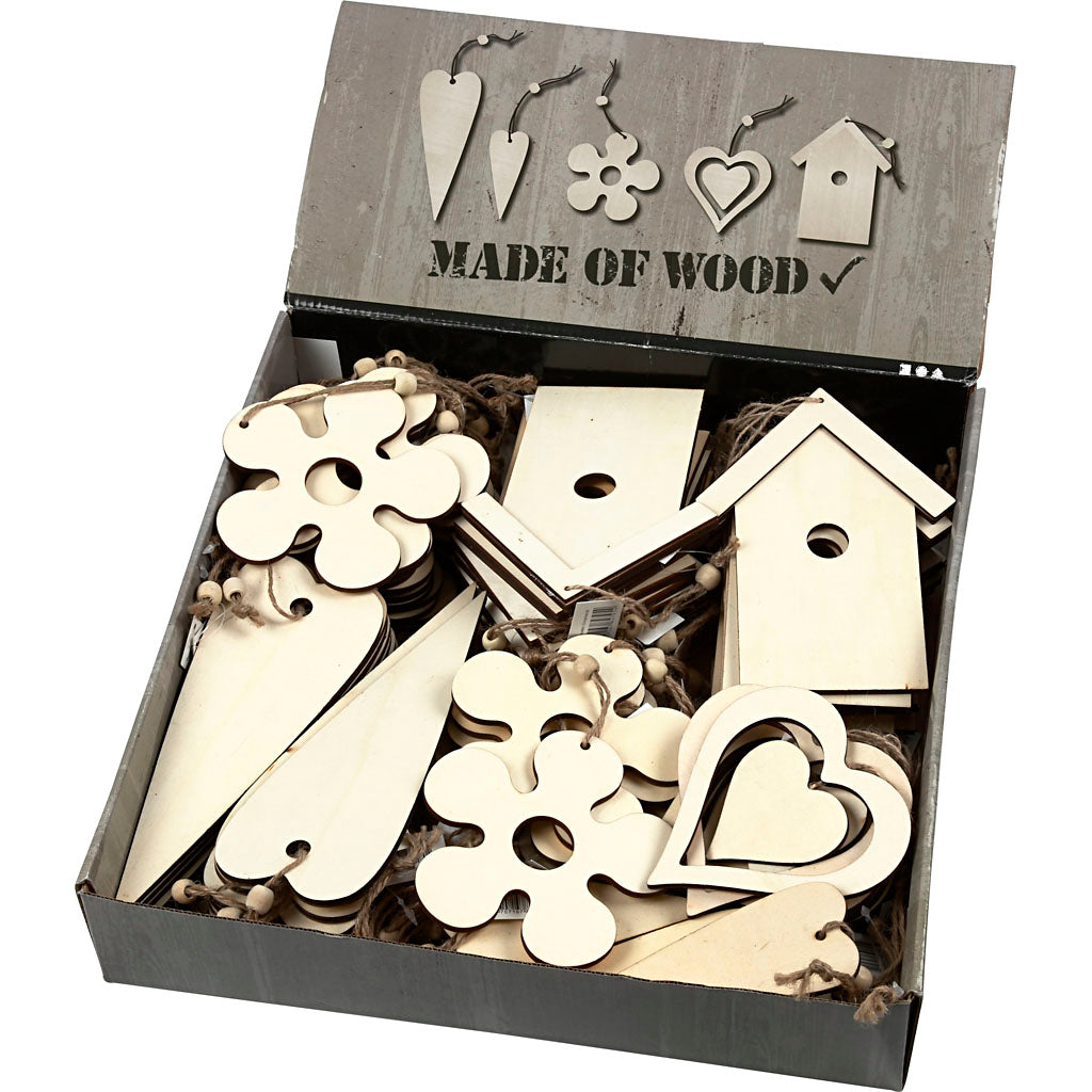 Decorazioni in legno Creative Company, misura 6,5-21,5 cm, spessore 5 mm, 100 pezzi 1 scatola