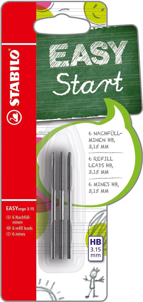 Stabilo easyergo - vulpotloodvulling - 3.15 mm - blister 6 stuks