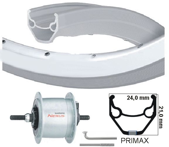 Ruota anteriore kgs 28 pollici (622) Nafdynamo RB 6V 2,4 w cerchio d'argento