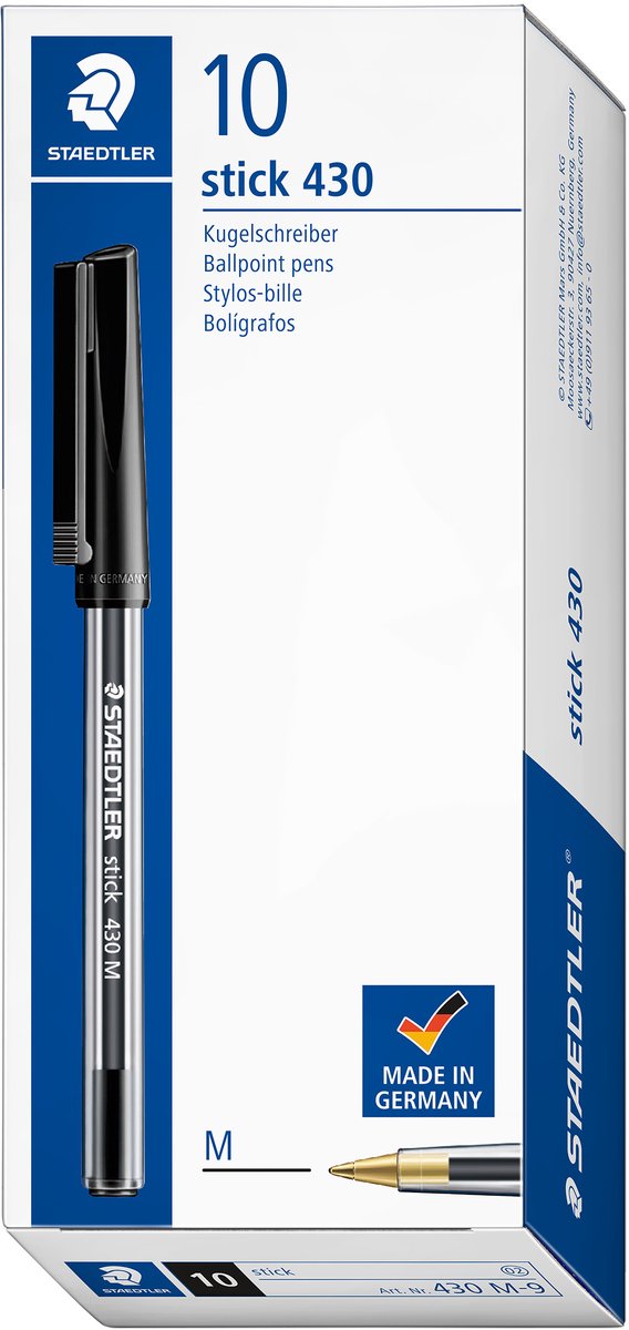 Bolígrafo Staedtler 430 mediano negro por 10 piezas
