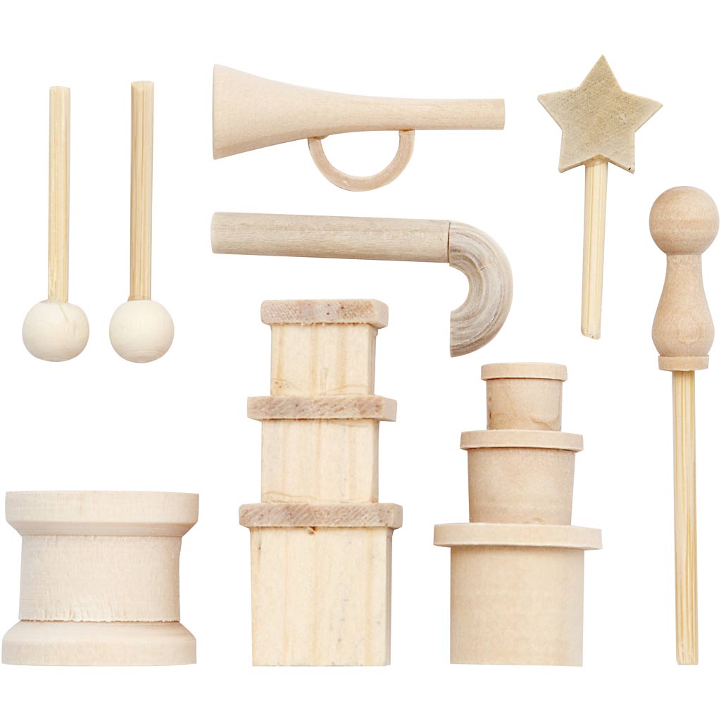 Creativ Company Small Wooden Accessories for Decoration Set, 13dlg.
