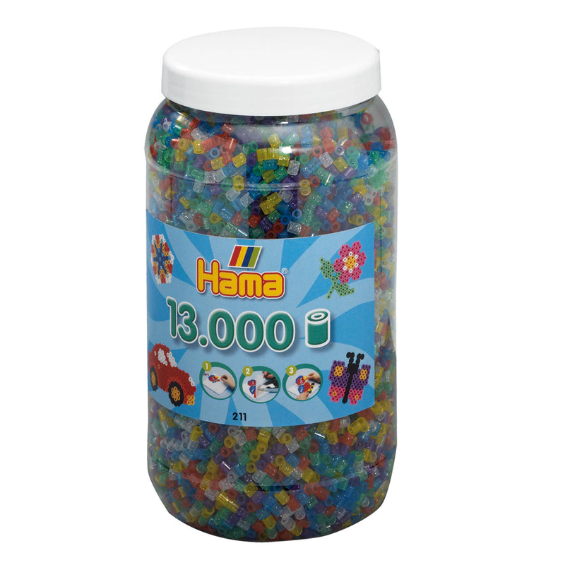 Hama midi strijkkralen in pot - glittermix (054), 13.000st.
