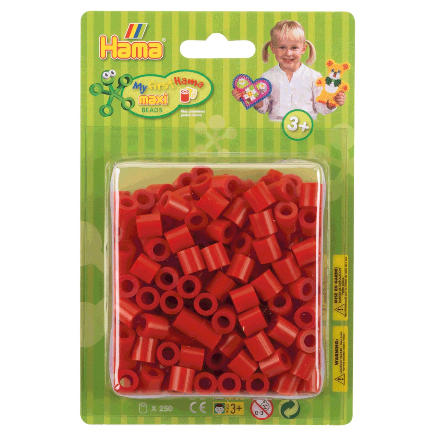 Hama Strijkkralen Maxi Rood, 250st.