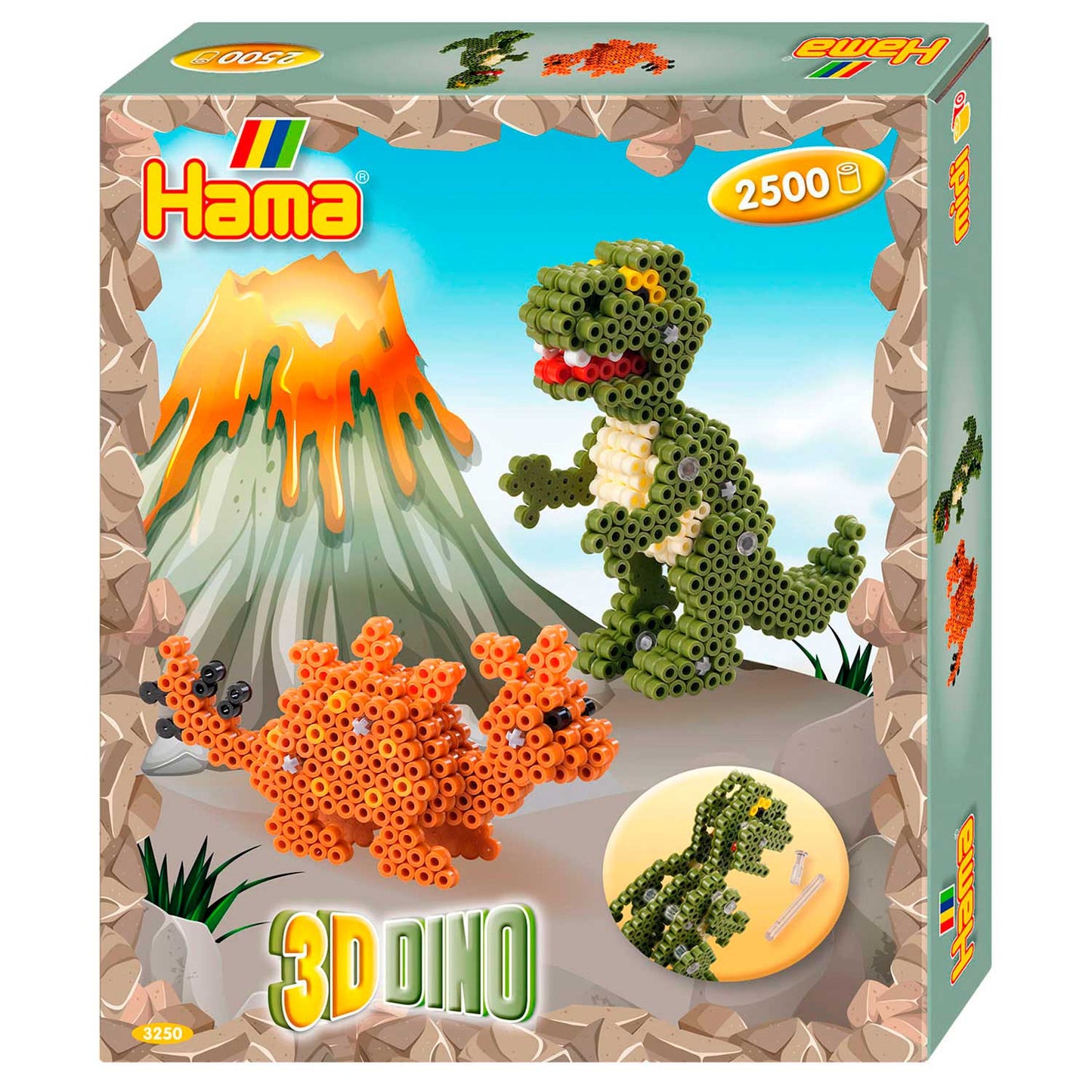 HAMA IRRONING BEAD SET 3D Dino, 2500st.