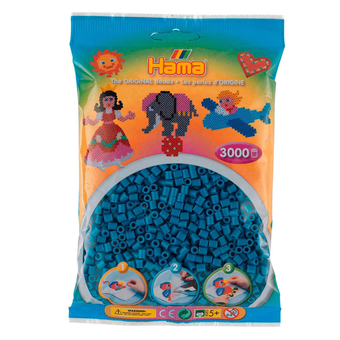 Hama strijkkralen petrol blauw (201-83), 3000st.