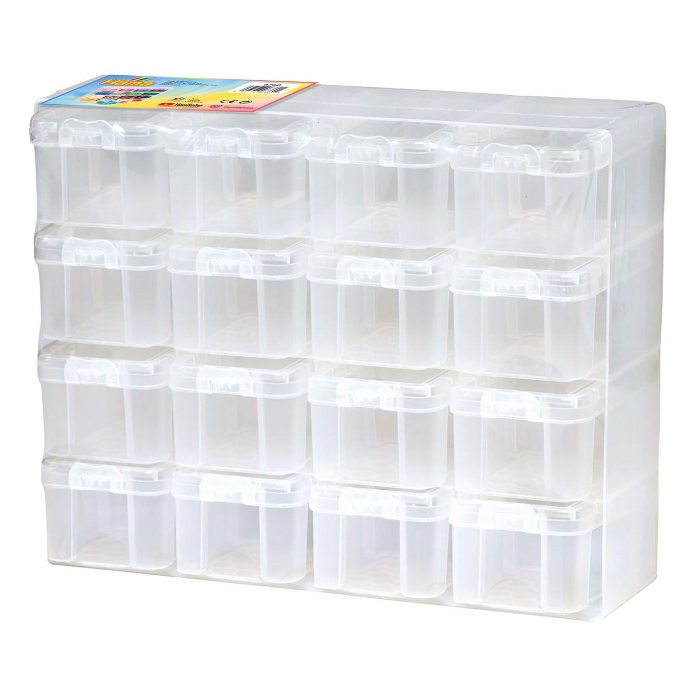Hama strijkkralen opbergbox set met 16 opbergdoosjes