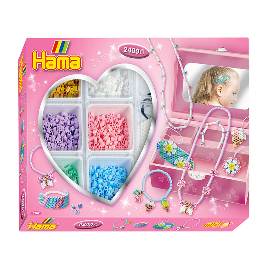I gioielli set di perline da stiro Hama rendono il rosa, 2400 °.