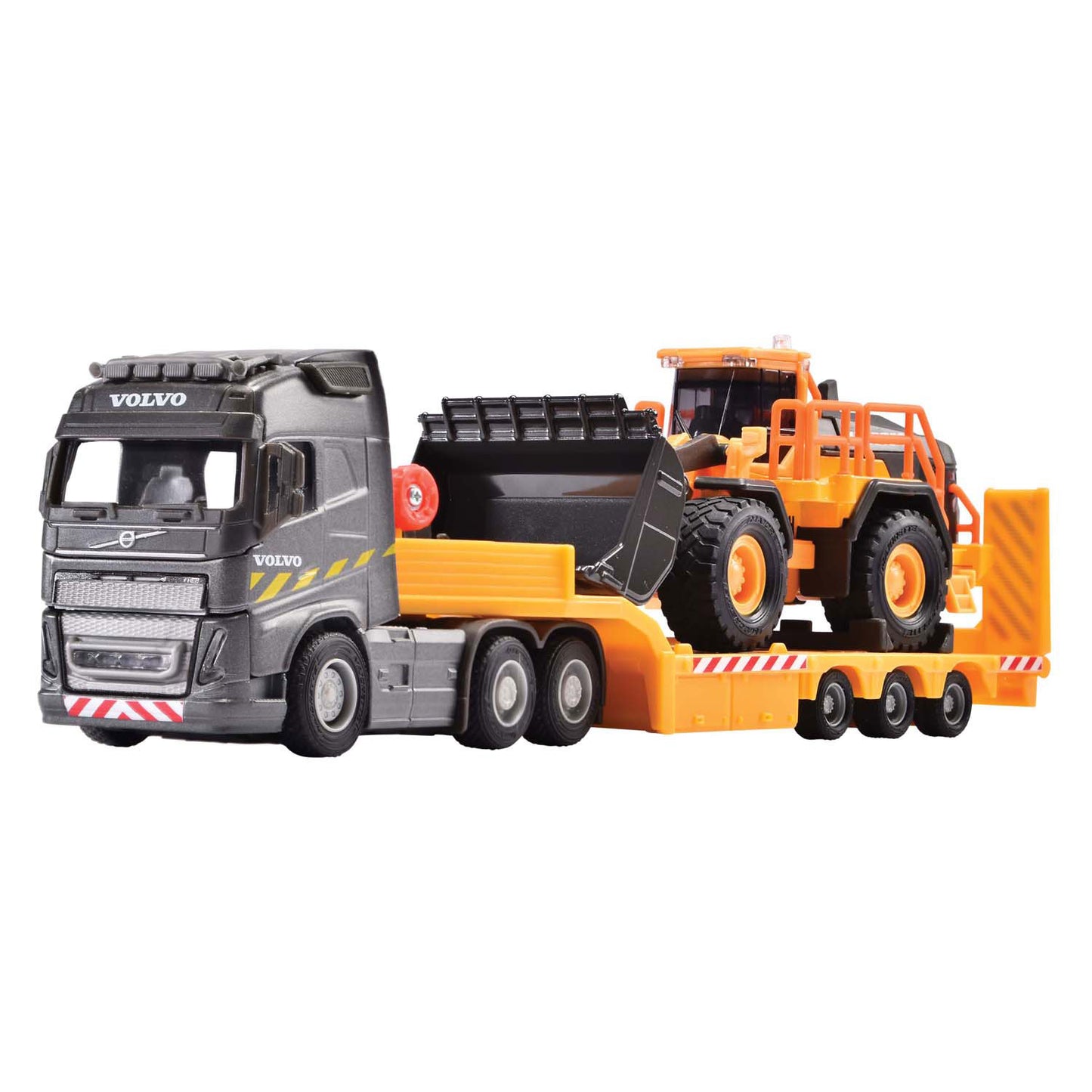 Autocarro Majorette Volvo FH16 con semirimorchio e pala gommata