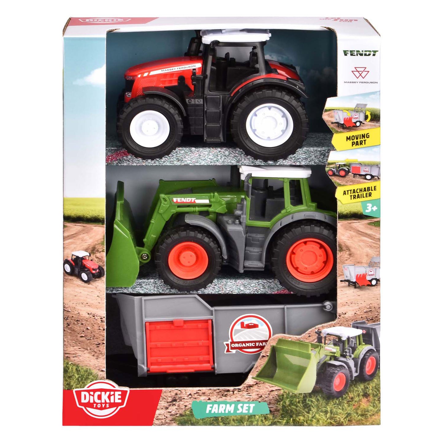Juego de tractores agrícolas Dickie, 2 piezas.