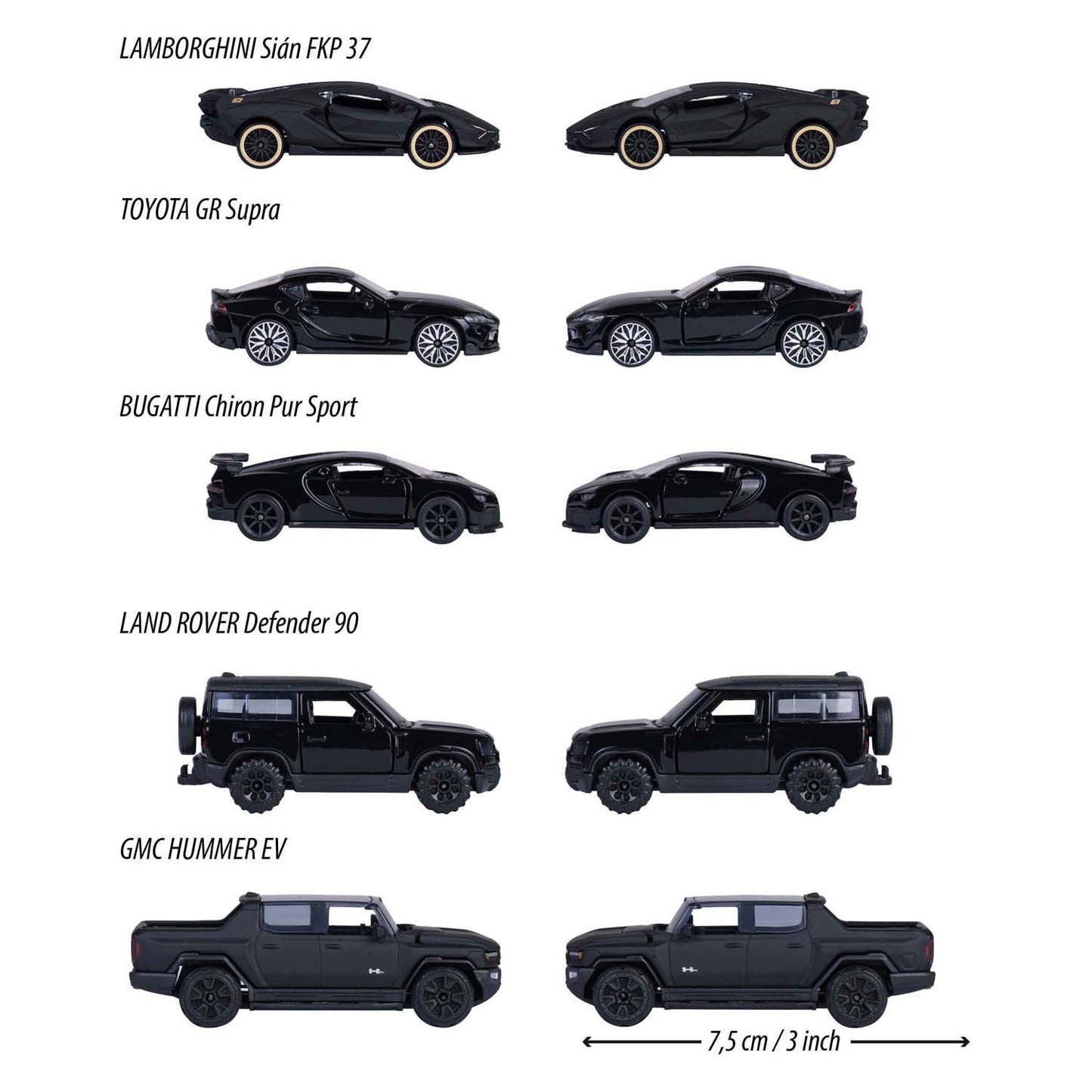 Majorette Black Edition Die-Cast Vehicles, 5dlg.