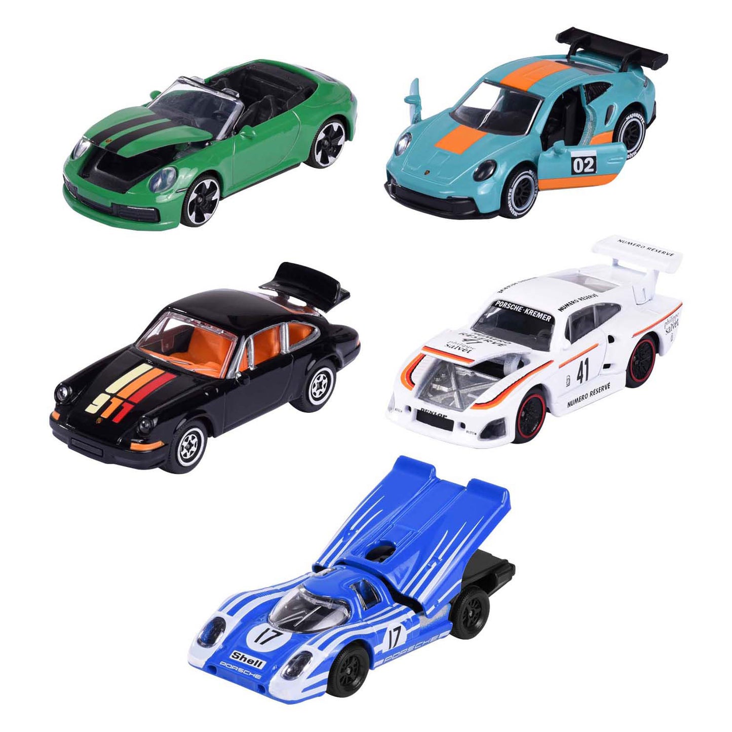 Set Majorette Porsche, 5 pezzi.