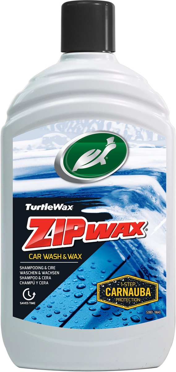 Champú de cera Turtle Wax Zip - altamente concentrado - limpia profundamente y da brillo - repone la capa de cera existente - acabado sin rayas ni manchas - 500 ml