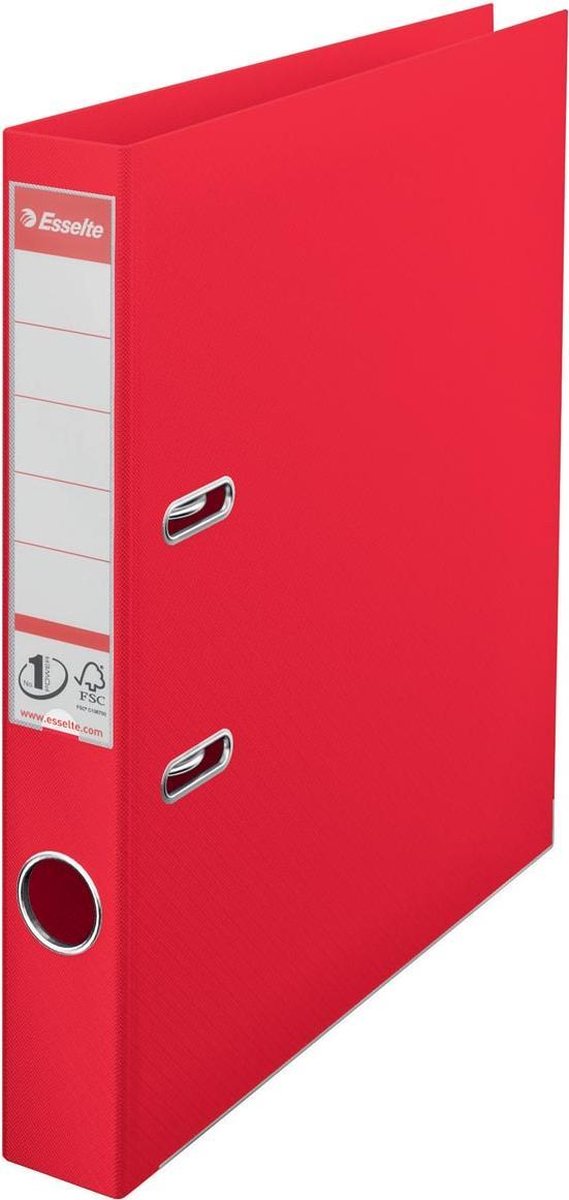 Raccoglitore Esselte n.1 vivida in plastica A4 con porta etichette - per 350 fogli - larghezza dorso 50 mm - rosso