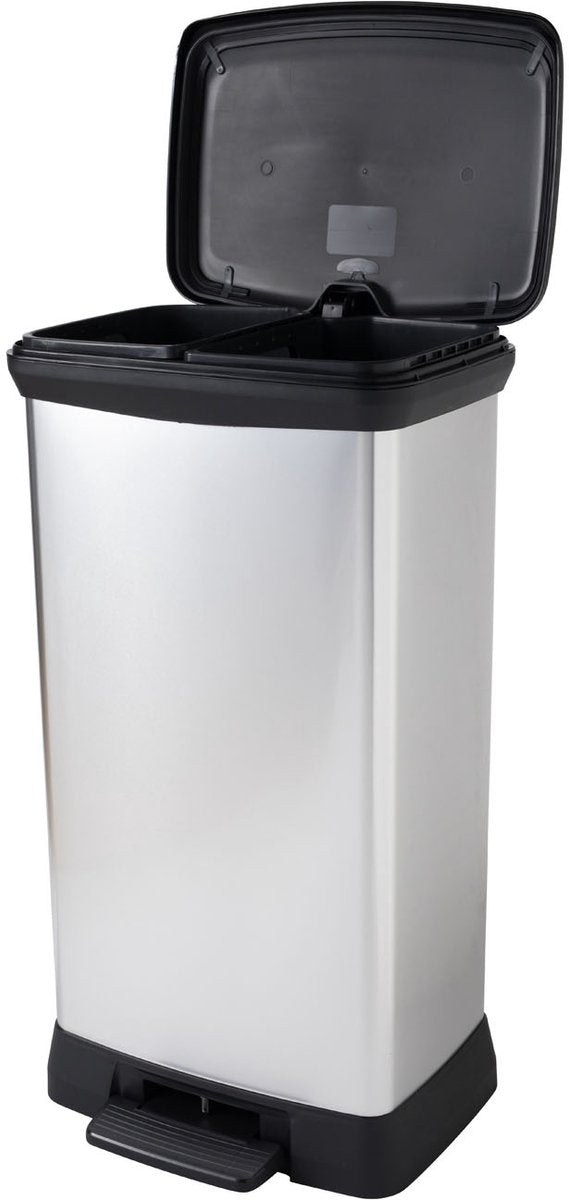 Curver Curver Decobin Duo Pedal bucket 23l+23l silver metallic