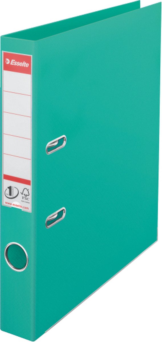 Esselte no.1 power kunststof a4 ordner met etikethouder - 2-rings - rugbreedte van 50mm - capaciteit van 350 vel - groen