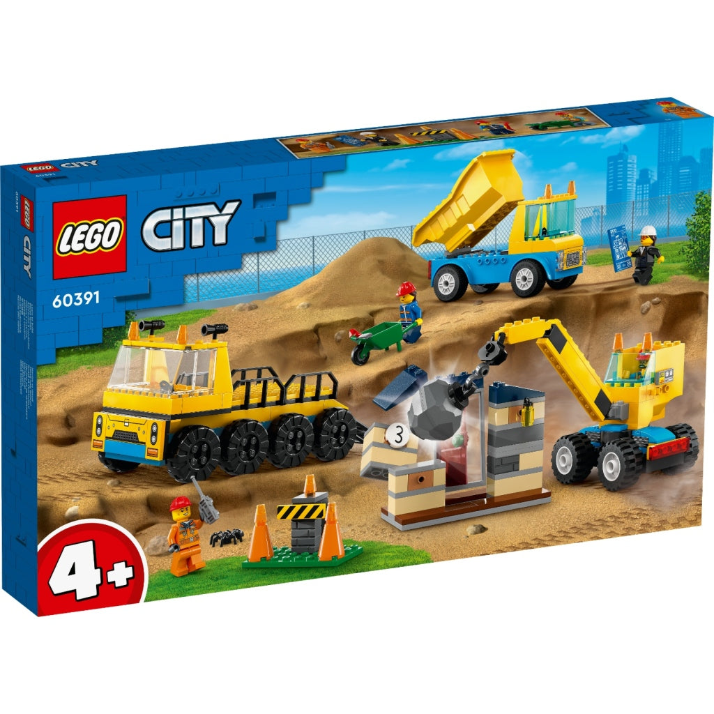 LEGO LEGO CITY 60391 CAMION KIP, camion di costruzione e gru a demolizione