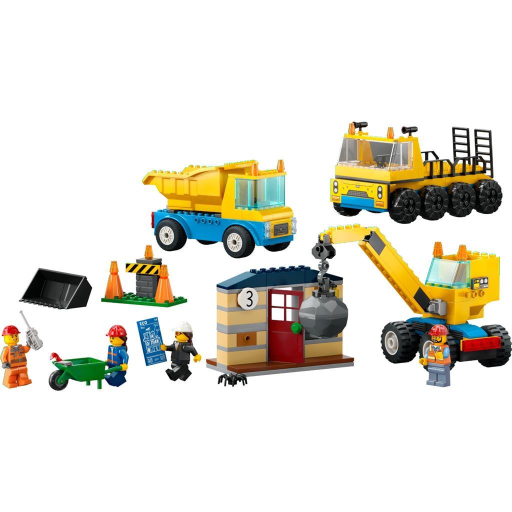 LEGO LEGO CITY 60391 CAMION KIP, camion di costruzione e gru a demolizione