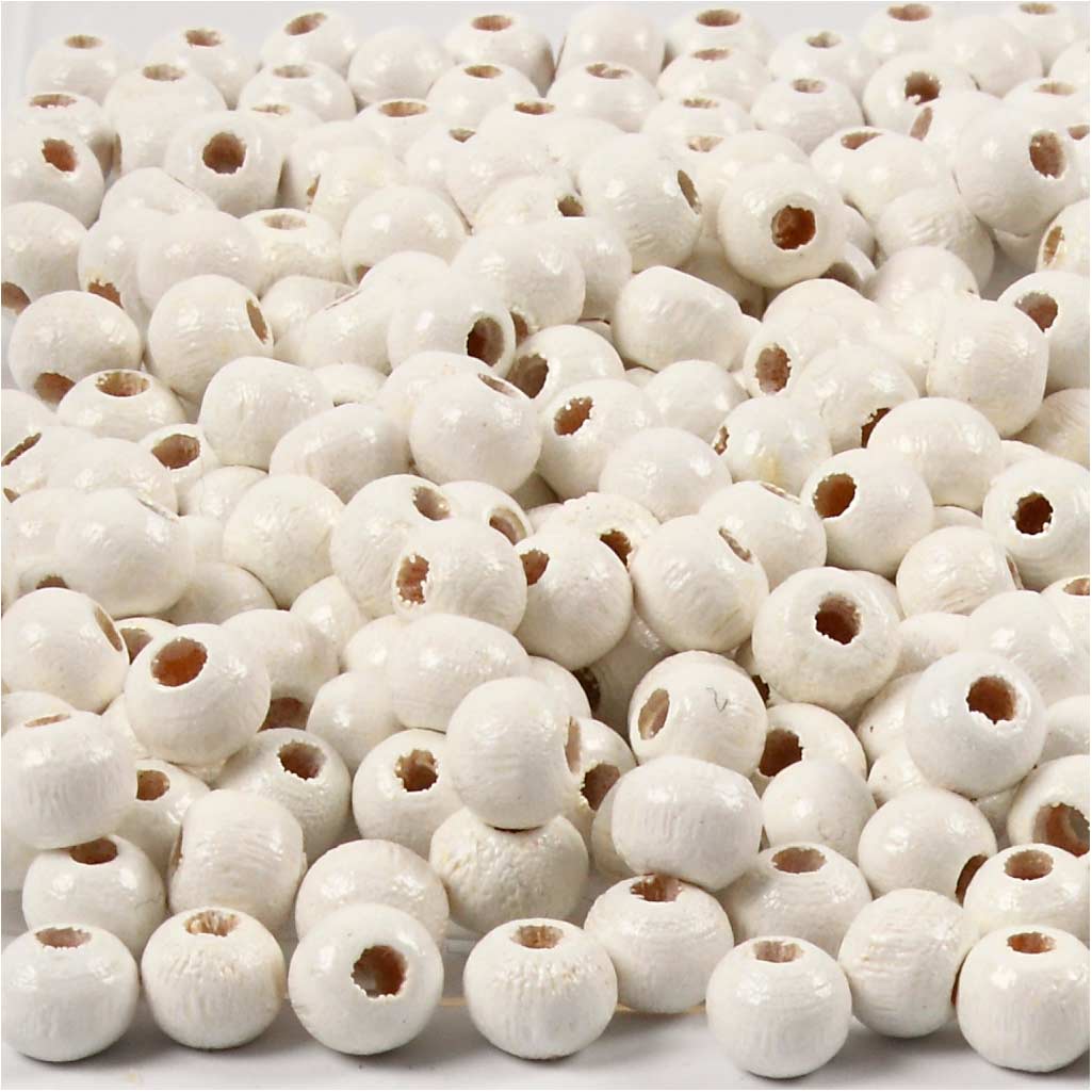 Creative Company Wooden Beads White, 150st.