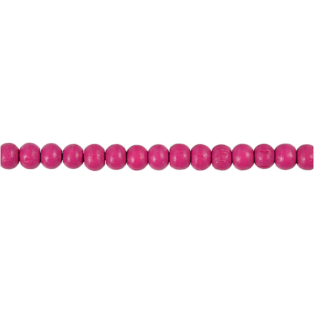 Perline di legno dell'azienda Creativ, d 5 mm, dimensione del buco 1,5 mm, ca. 150 pezzi, rosa, 150 pezzi, 6 g 1 scatola